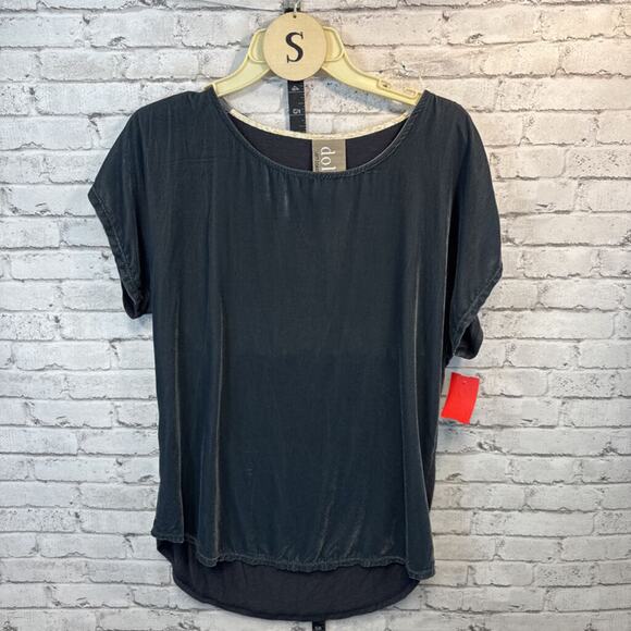 Anthropologie Dolan Short Sleeve Velvet Top - Picture 1 of 3